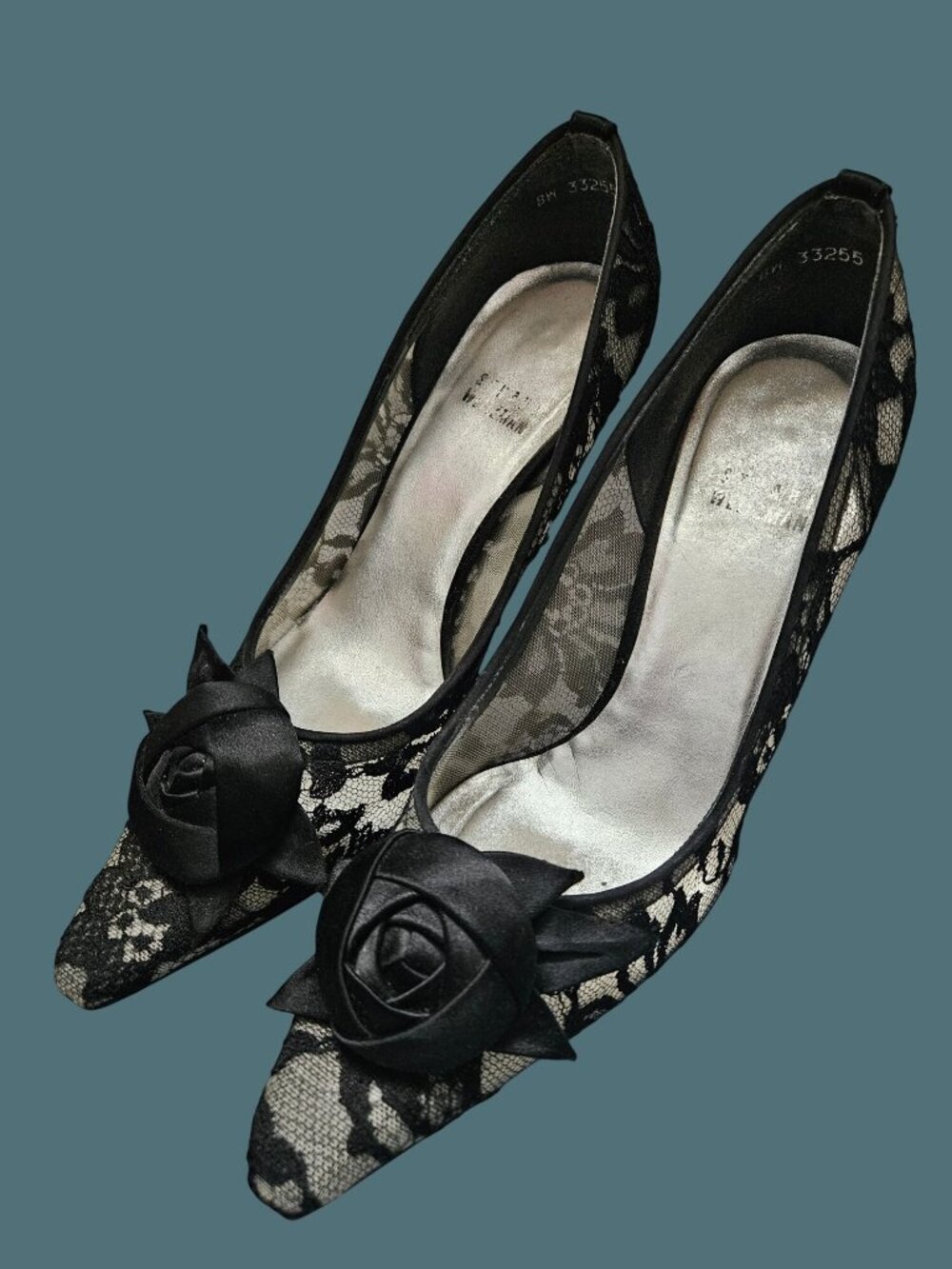 Stuart Weitzman Black Lace Goth Heels Shoes Women Size 7.5 M - Picture 7 of 13